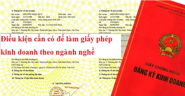 Điều kiện cần có để làm giấy phép kinh doanh theo ngành nghề