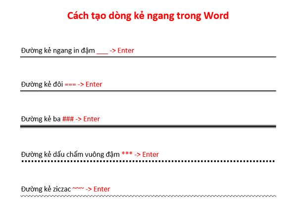 2 cách tạo dòng kẻ ngang cực nhanh trong WORD